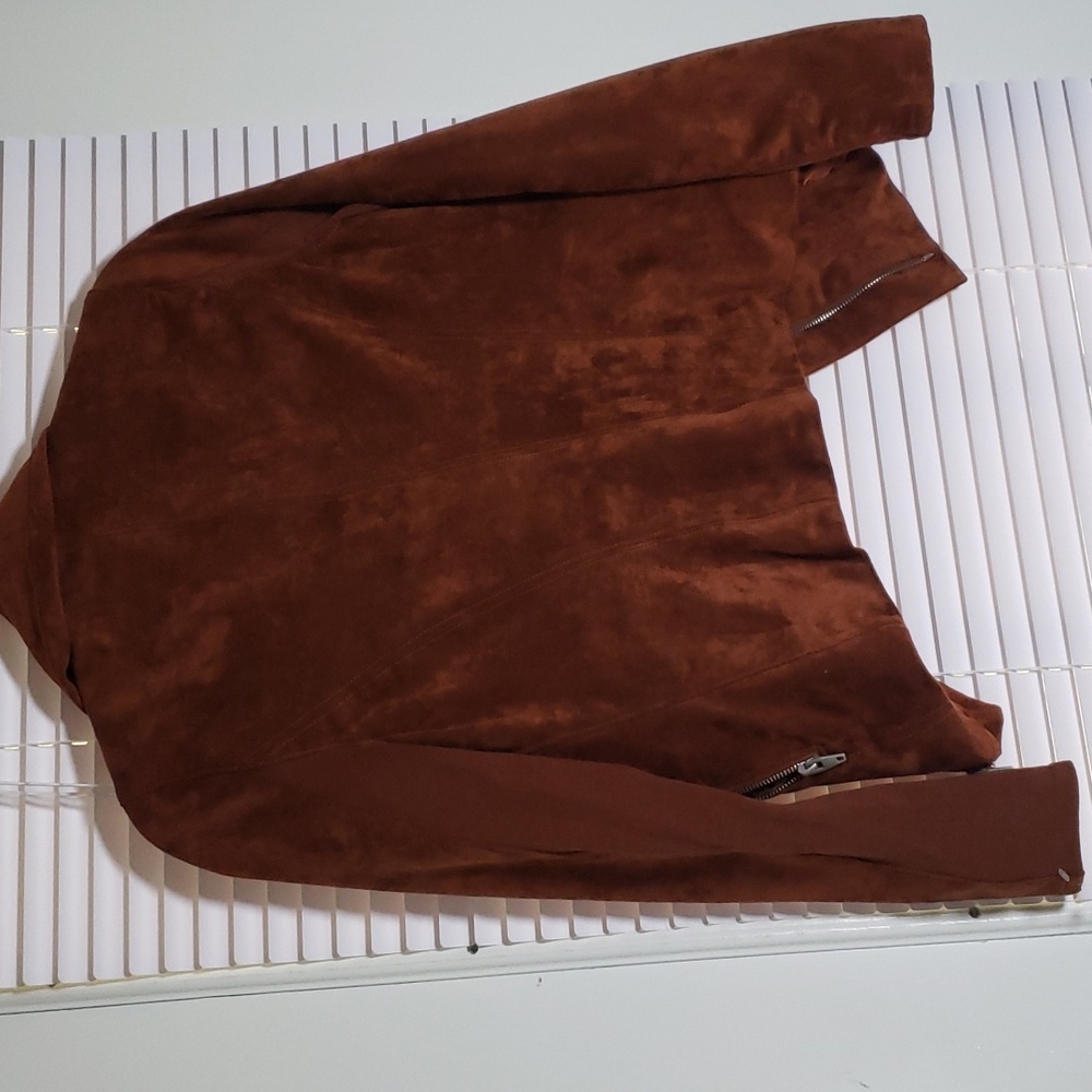 SL8 Vegan leather Faux Suede Moto Jacket - Luxe in Rust Orange- Small - Picture 10 of 10